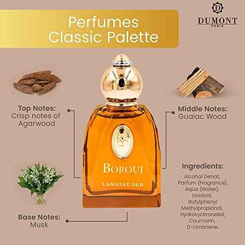Dumont BOROUJ LAMASAT OUD - 85ml Travel Size - Arabic Inspired Unisex Perfume for Men & Women - Musky, Woody & Oriental Fragrance - Long Lasting Cologne Mist & Body Spray - for Him & Her