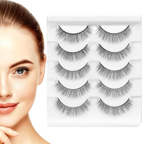 3D Fiber False Eyelashes - 5 Pairs Natural Reusable Strip Lashes