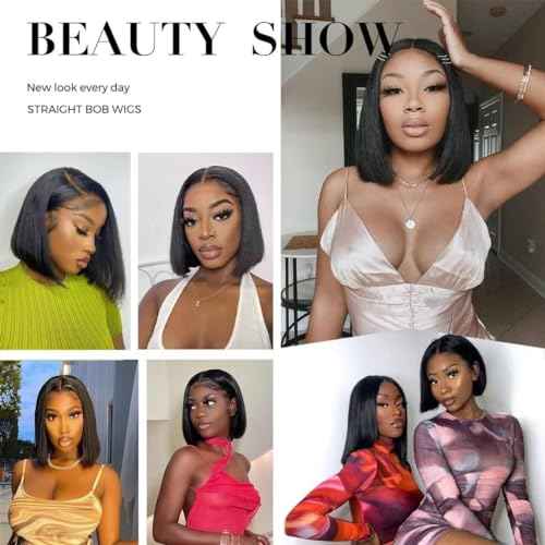 Wear and Go Glueless Wigs Human Hair Pre Plucked 4x4 Straight Short Bob Closure Wig Human Hair for black women 180 dentisty Natrual Color 12 inch