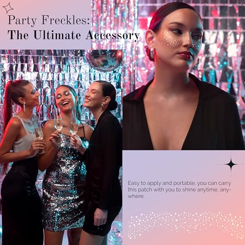 Glitter Freckles Face Tattoo, 10 Pcs Silver Face Glitter Freckles for Women, Face Glitter for Women, Face Glitter for Kids, Fake Sparkle Freckles - (Silver)
