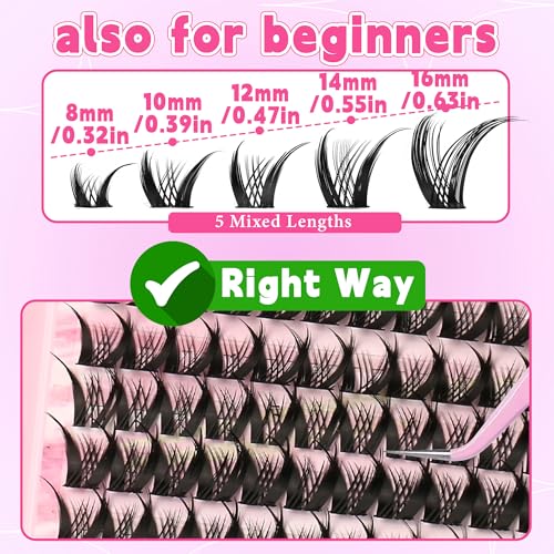 Volume Lash Clusters 8-16mm Natural Wispy C/D Curl