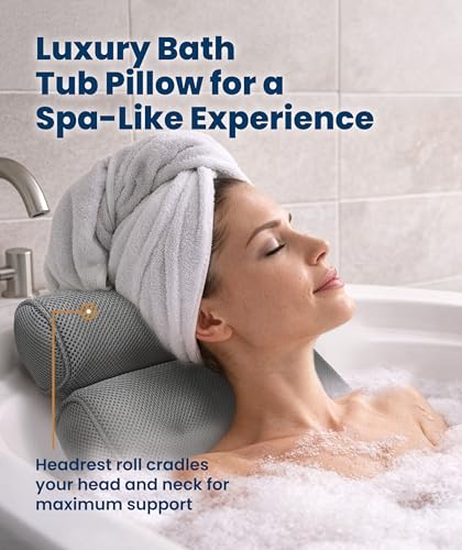 Luxury Bath Pillow with 4D Mesh & Suction Cups – Full Body Support