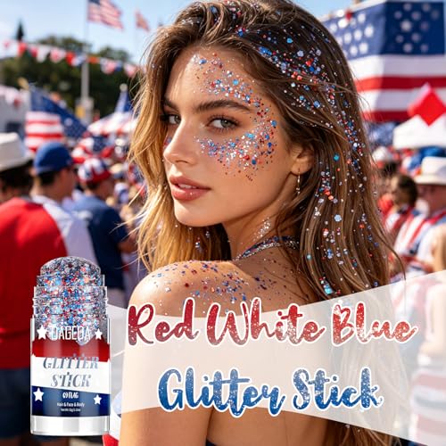 Patriotic Red White Blue Glitter Stick for Face & Body