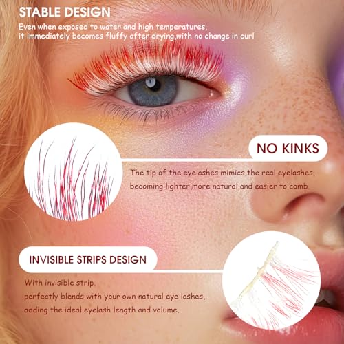 White & Red False Eyelashes for Cosplay