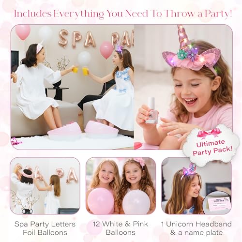 Kids Spa Day Kit for Girls, 42+ Piece Spa Set with Waterfall Foot Spa, Nail Spa Kit, Pedicure and Manicure Accessories (Regular Spa Set)