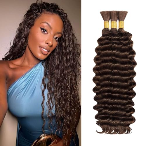 22 Inch Boho Deep Wave Bulk Human Hair for Braiding - 3 Bundles