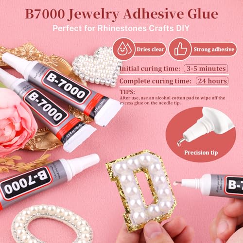White Flatback Pearls Kit with B7000 Glue & Tools for DIY Crafting (16,500 Pcs)