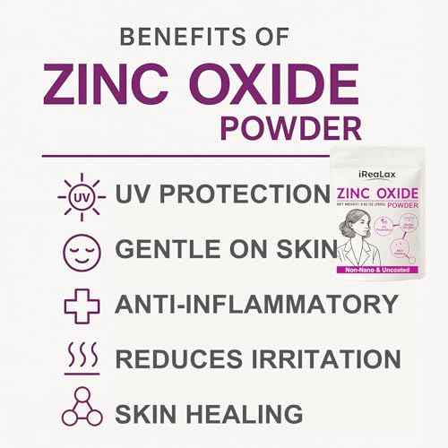 Zinc Oxide Powder | 250g(8.82oz) Non Nano Uncoated Zinc Oxide Powder for Skin Protection, Skin Healing, Cosmetics Grade for DIY Sunscreen | lotions | Creams | serums | Deodorant
