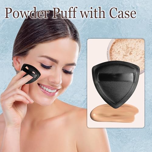 Travel Makeup Brush Set with Case, Mini Makeup Brushes Set for Powder, Foundation, Eyeshadow, Lip, Highlight, Blush & Concealer, 10 Pcs Travel Size Makeup Brushes & 2Pcs Triangle Powder Puff