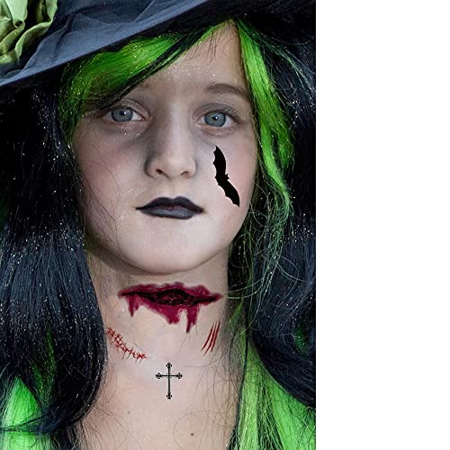 Halloween Temporary Tattoos - 9 Sheets Skull Spider Web Day of the Dead