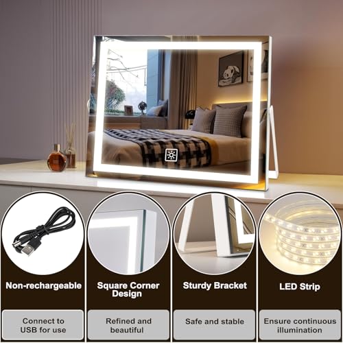 14 Inch LED Vanity Mirror with 3 Color Dimmable Lights
