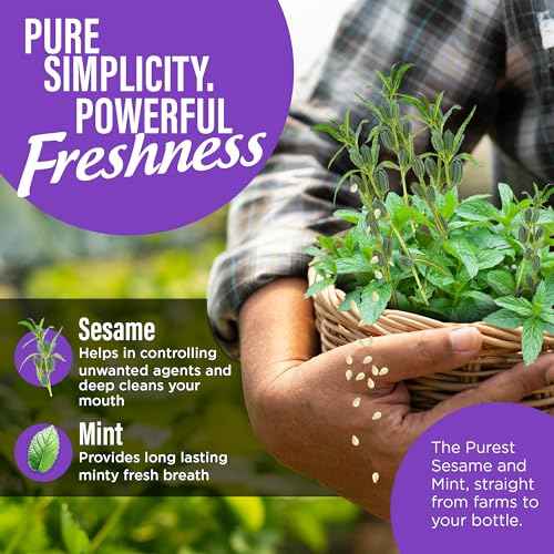 GuruNanda Sesame Mint Oil Pulling Mouthwash for Gentle & Natural Oral Care, Pure Sesame & Mint Extracts, Supports Happy Gums & Oral Hygiene, Alcohol-Free, 8 Oz