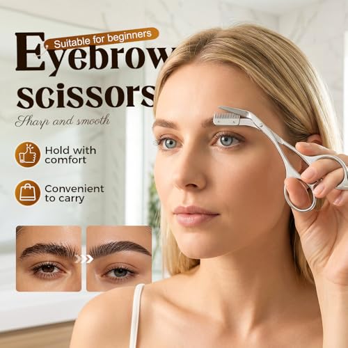 Eyebrow Trimmer Scissors with Comb | Stainless Steel