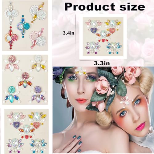 20Pcs Face Gem Stickers - Rhinestone Forehead Decals for Festivals