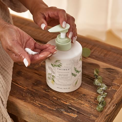 Thymes Large Replenishing Body Lotion - Moisturizing Body Lotion for Dry Skin - Scented with Notes of Eucalyptus Oil, Lemon, Petitgrain, Bergamot, Lemongrass, & Lush Fir (Eucalyptus, 16 fl oz)
