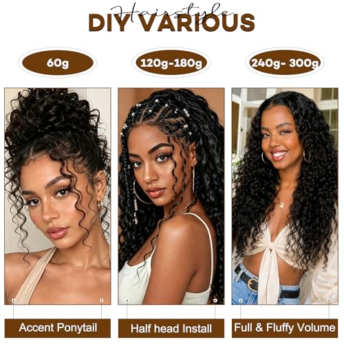 Burmese Curly Crochet Hair Extensions 12 Inch 60g 1B Black