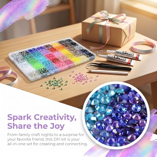 JAFLLMRI 36,000 Pcs Resin Rhinestones Bedazzling Kit for DIY Crafts Nail Art Jewelry Clothing