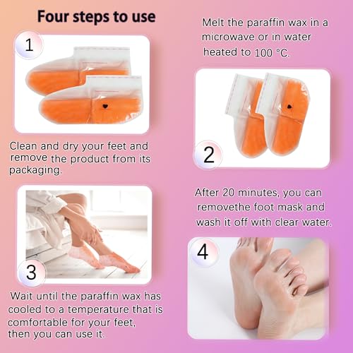 4 Pairs Paraffin Wax Gloves and Socks, Paraffin Wax for Hand and Feet, Paraffin Hand and Foot Gloves Booties for Intensive Hydration At Home Or Spa (peach)