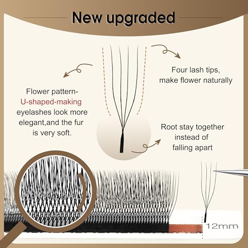 CoMango U-Shape Eyelash Extensions 4D Premade Fans 0.07mm