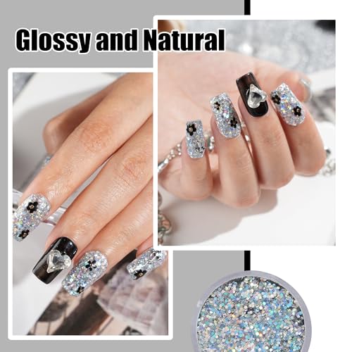 Silver Sequin Glitter Nail Dip Powder (1 oz / 28g) - Long-Lasting DIY Manicure