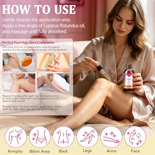 Cyperus Rotundus Hair Removal Oil - Natural Skin Soothing & Pore Refining, 2 Fl Oz