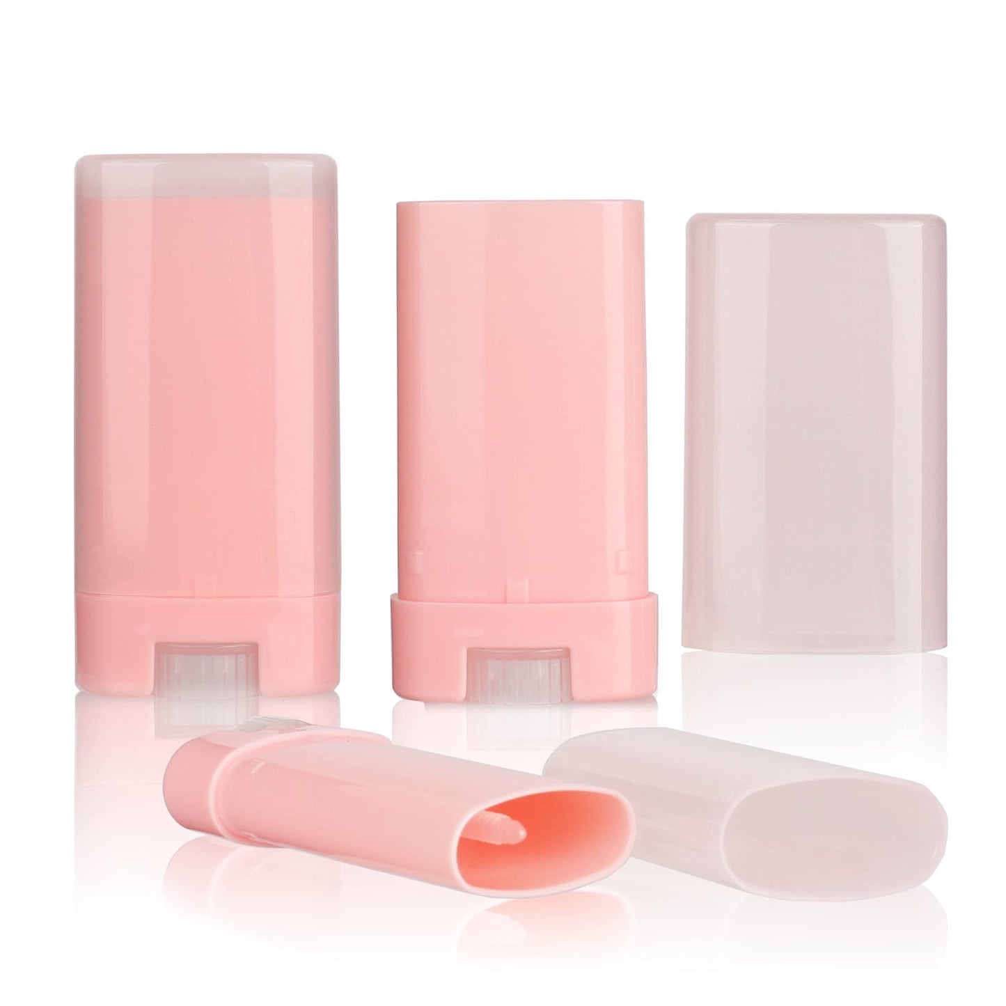 10 PCS plastic empty 15g Pink oval shape lip balm tube deodorant containers 0.5oz lipstick tube small wax packing container