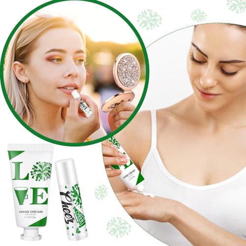 144 Pcs Cheerleading Lip Balms Hand Cream Sets Green Cheerleading Party Supplies Including 36 Lip Balm and Moisturizing Hand Cream 36 Organza Bags Cards and Ropes for Team Thank You Gifts