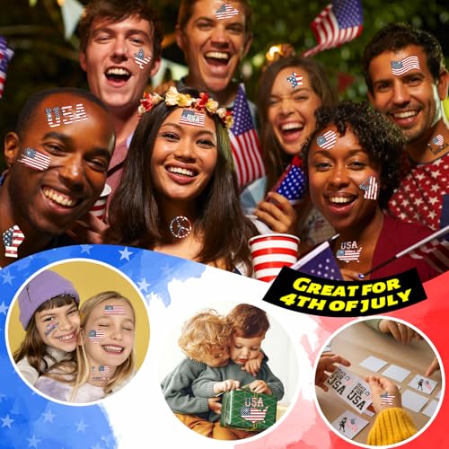 120 Pcs Patriotic Temporary Tattoos - 60 Designs, Waterproof