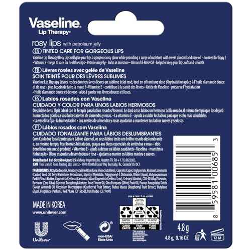 Vaseline Lip Therapy Rosy Lips 12-Pack ? Moisturizing Balm, Lip Care for Dry Lips, 0.16 Oz Ea