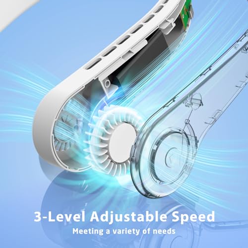 UseeShine Portable Neck Fan. bladeless neck fan,for Indoor Outdoor Travelling,USB Rechargeable Personal Fan,Rechargeable, Headphone Design,3 Speeds Operated Adjustable,neck fans for women