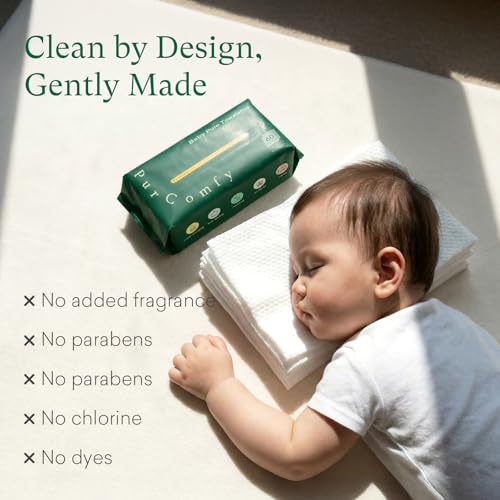 PurComfy Plant-Based Baby Dry Wipes, 4 Pack (240 Count)