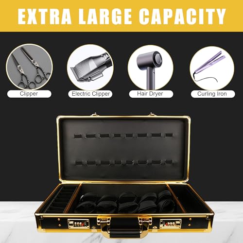 Gold Barber Case with Code Lock & Shoulder Strap