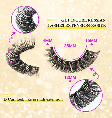 Russian Cat Eye Strip Lashes - D Curl Mink 3D