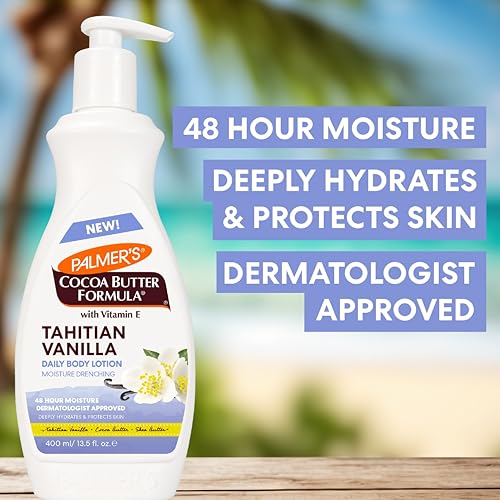 Palmer's Cocoa Butter Formula Tahitian Vanilla Body Lotion,13.5 Oz, Daily Moisturizing Lotion for Dry Skin with Shea Butter & Vitamin E, Hydrates & Protects, Provide 48-Hour Deep Moisture,(Pack of 2)
