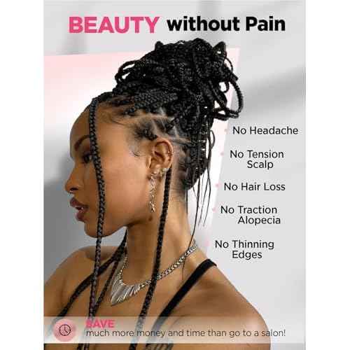 Full Lace Box Braid Wig with Baby Hair Pre Plucked Knotless Square Part Braided Wig for Black Women Full Double Lace Frontal Synthetic Handmade Braids Natural Hairstyle(1b, 32")