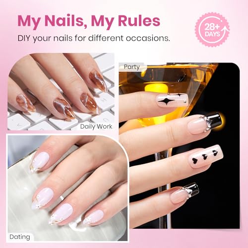 Beetles Flat-X Almond Square Nail Tips Set 320pcs Medium, 16 Sizes B-Almond+Square