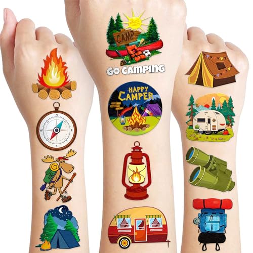 107 PCS Camping Temporary Tattoos for Kids | Party Favors