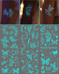 Glow in the Dark Butterfly Temporary Tattoos, 7 Sheets Waterproof
