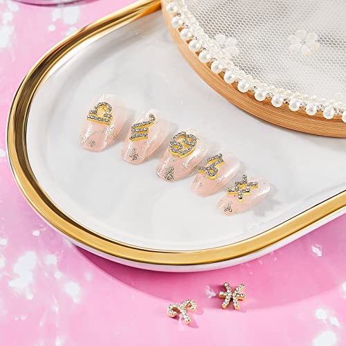 24 Pieces Zodiac Nail Charms 3d Nail Art Charms Rhinestone Zodiac Nail Charms DIY Pendant for Jewelry Making Nail Decorations Necklaces Supplies (Gold)