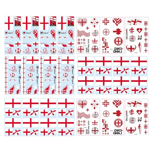 England Flag Temporary Tattoos for Game Day & Parties - 22 Sheets