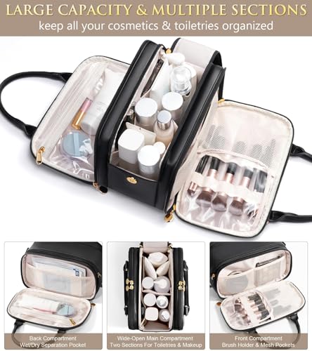 Bagstellar Large Capacity Travel Makeup Bag - Quilted Cosmetic Organizer