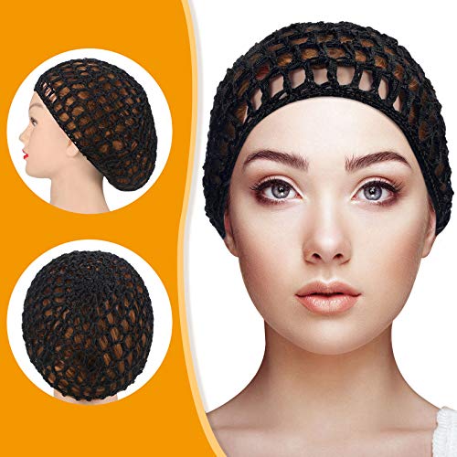 Mesh Crochet Hair Net Snood Cap, 2-Pack Black