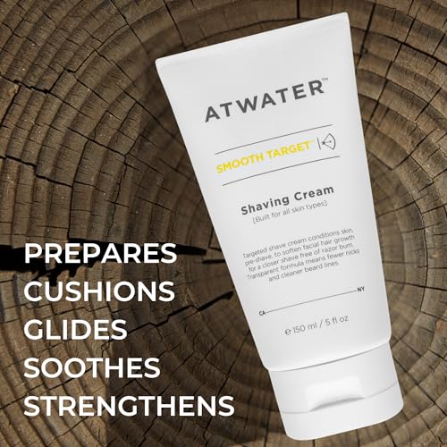 ATWATER Smooth Target Shaving Cream, Men's Pre-Shave and Shave Cream in One, Translucent Formula with Rosa Gallica Extract, Nick-Free Protection for Sensitive Skin - 5 oz