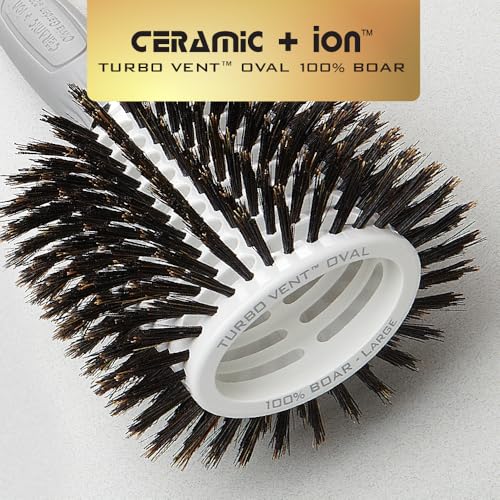 Olivia Garden Ceramic and Ion Turbo Vent 100% Boar Bristle Hair Brush with Sectioning Pick