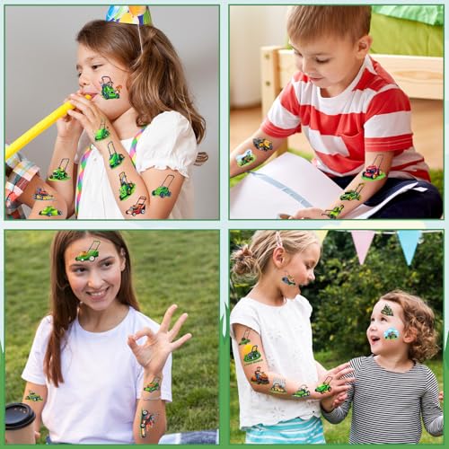 144 PCS lawn Mower Temporary Tattoos Stickers, lawn Mower Party Favors lawn Mower Birthday Party Decorations Supplies Gifts