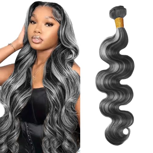 Fridnae Grey-#P1BGrey Ombre Body Wave Human Hair Extensions 34 Inch