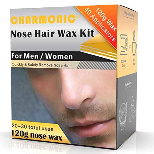 120g Nose Hair Waxing Kit with 40 Applicators - Quick & Painless Hair Remover for Men and Women, Up to 20 Uses