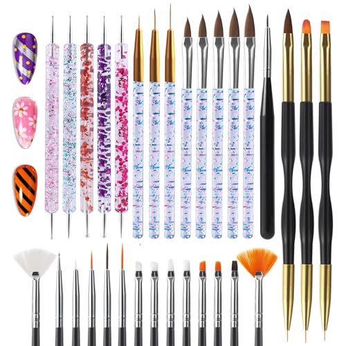 Artdone 31pc Nail Art Brush Set with Dotting & Liner Tools