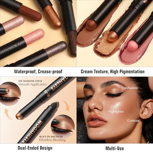Dual-Ended Eyeshadow Stick - Creaseproof Matte & Shimmer