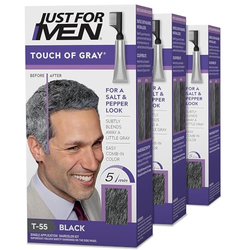 Just for Men Hair Color - Touch of Gray, Black-Gray. 3 Pack